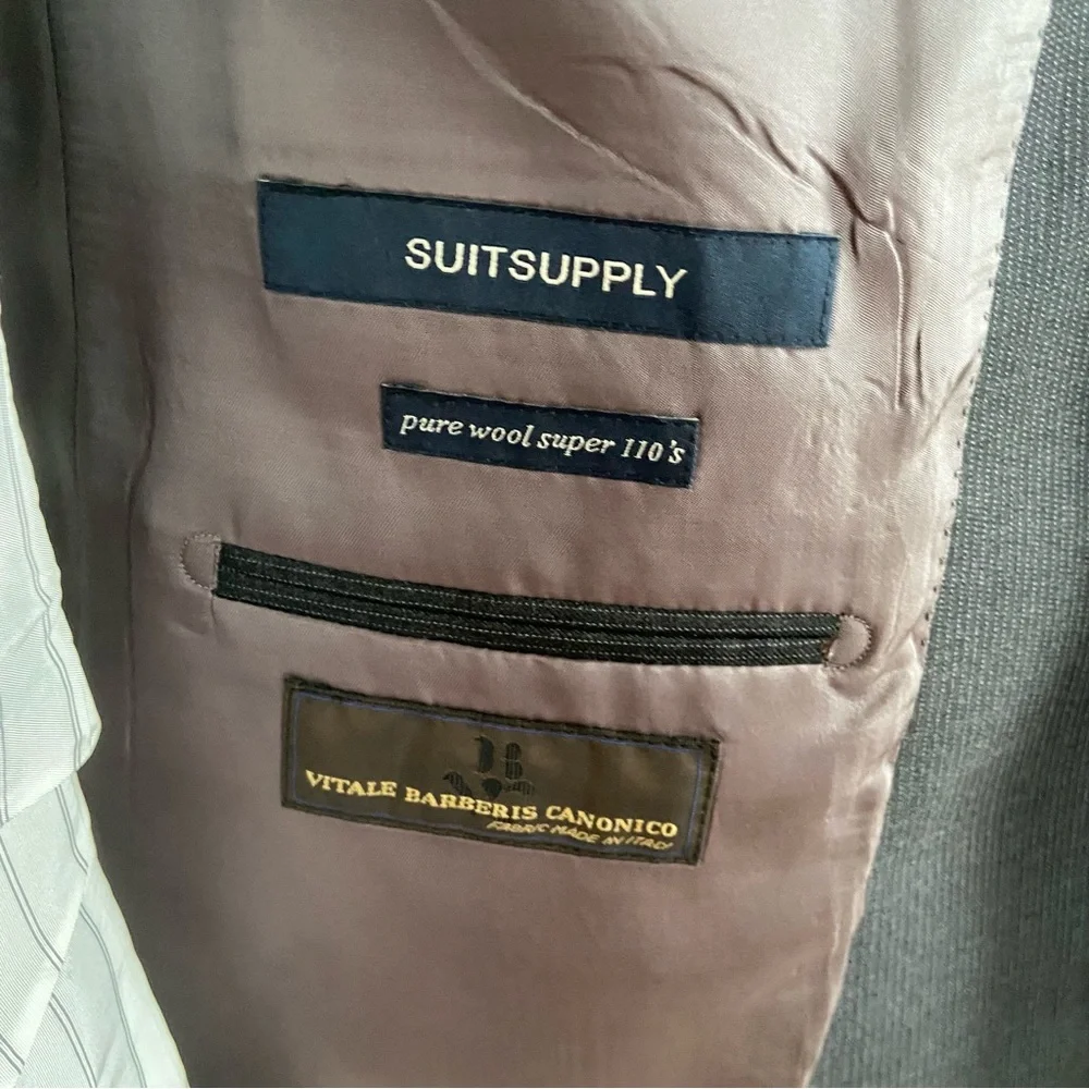 SUITSUPPLY Gray Stripe Super 110s Wool Vitale Barberis Canonico Sport Coat 42L - Picture 6 of 10